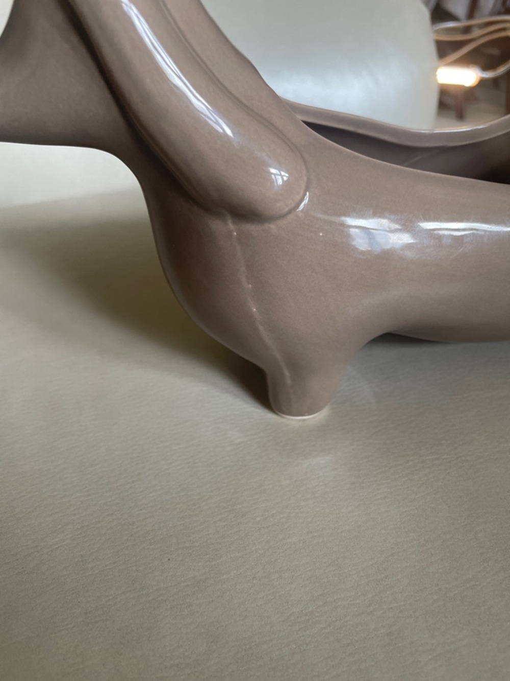 Ceramic Dachshund Planter in Taupe - Picture 3 of 7